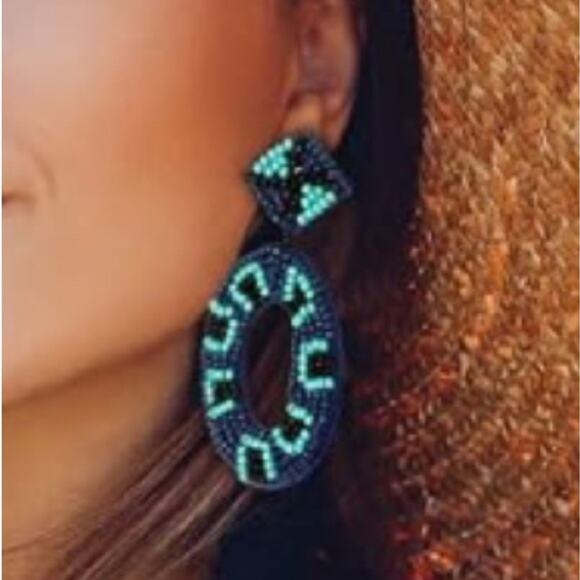 Boho Seed Bead Drop Earrings - Picture 2 of 2